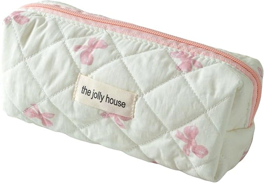 Carry bloom Pencil Pouch Cute Pencil Case for Girls Aesthetic Pencil Bag with Zipper Pen Cases School Supplies Makeup Bag (butterfly pink)