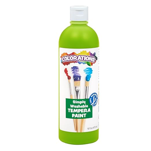 Colorations WSTAP Washable Tempera Paint, 16 fl oz, Apple Green, Non Toxic, Vibrant, Bold, Kids Paint, Craft, Hobby, Fun, Art Supplies