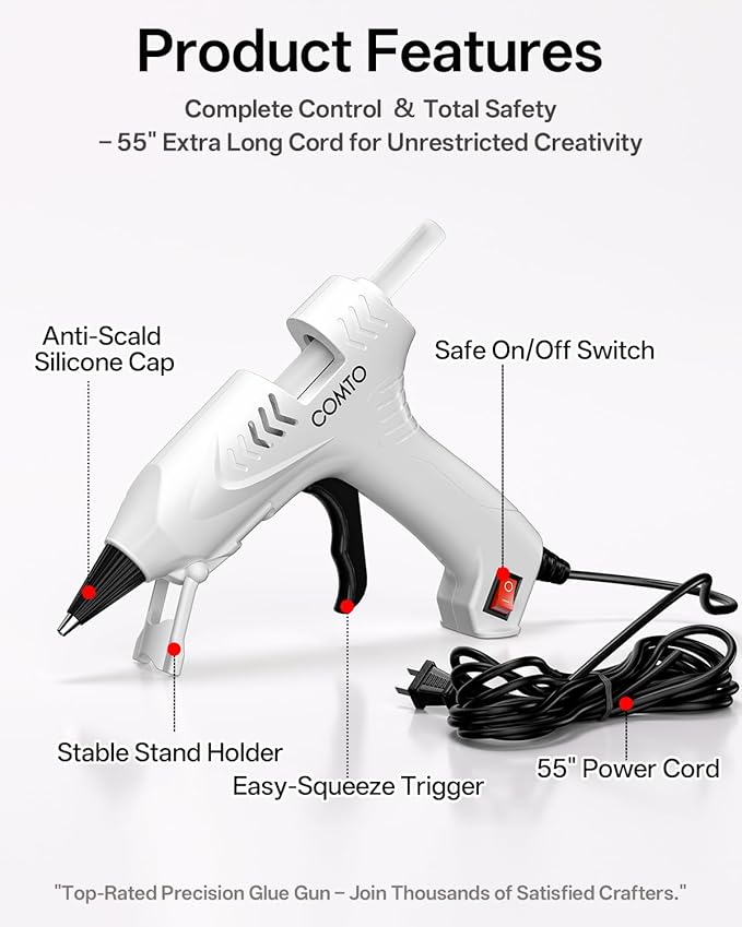 Hot Glue Gun with 100 Sticks(140mm x 7mm), 20W Fast Preheating Mini Hot Glue Gun and Sticks Set for School Crafts DIY Arts and Quick Home Repairs, A02 - White