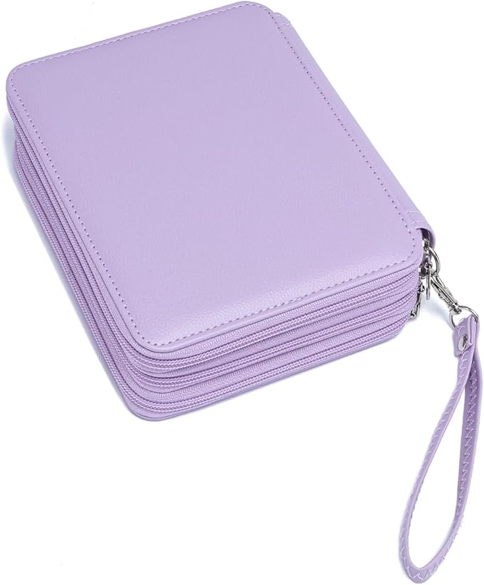 YOUNGCOL Colored Pencil Case 72 Slots PU Pencil Holder with Zipper Color Pencil Organizer Storage for Artist,Purple