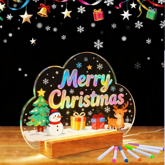 SetGame LED Note Board with 7 Colors Pen, Art Creative Light Up Dry Erase Board, Glowing Night Light Neon Message Bulletin Board Sign with Stand, Suit for Living Room, Bedroom, Lounge, Kitchen, Office