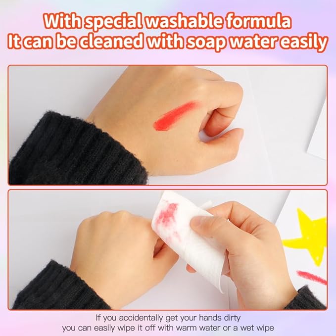 12 Colors Tempera Paint Sticks, Washable Paint Sticks for Kids,Quick-Drying and Non-Toxic Art Supplies for Kids and Student