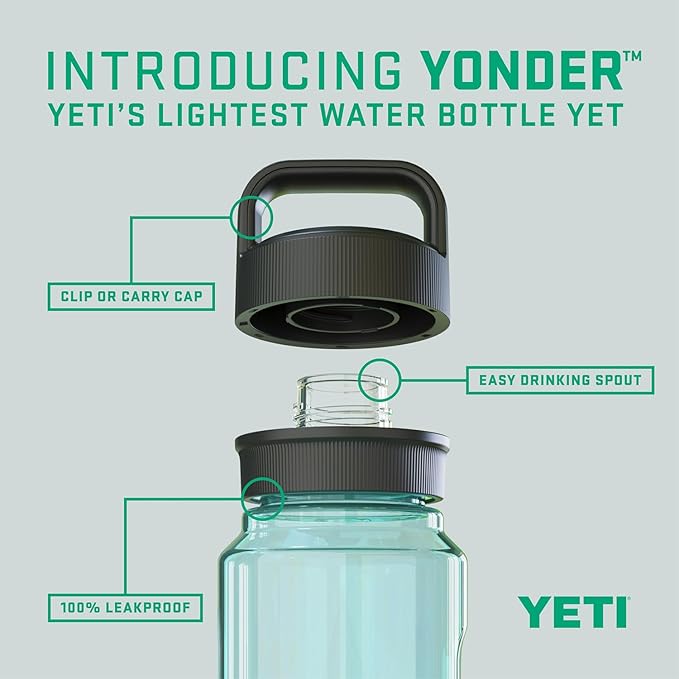 YETI Yonder Water Bottle with Yonder Chug Cap, Lightweight, Leakproof and BPA-Free