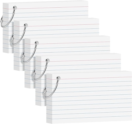 White Index Cards 3x5 Inch Flash Cards with Ring Lined Flashcards Heavyweight Note Cards for Studying School Supplies College, 200 Count