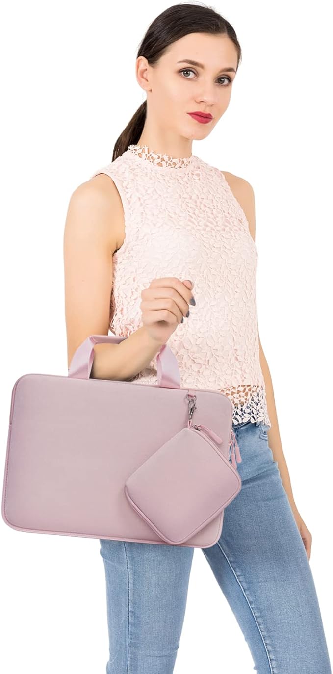 MOSISO Laptop Case 15 inch, Laptop Sleeve Bag Compatible with MacBook Air 15 inch M5 M4 M3 M2 2026-2023, Dell XPS, Neoprene Carrying Computer Bag with Handle&Detachable Small Case, Pink