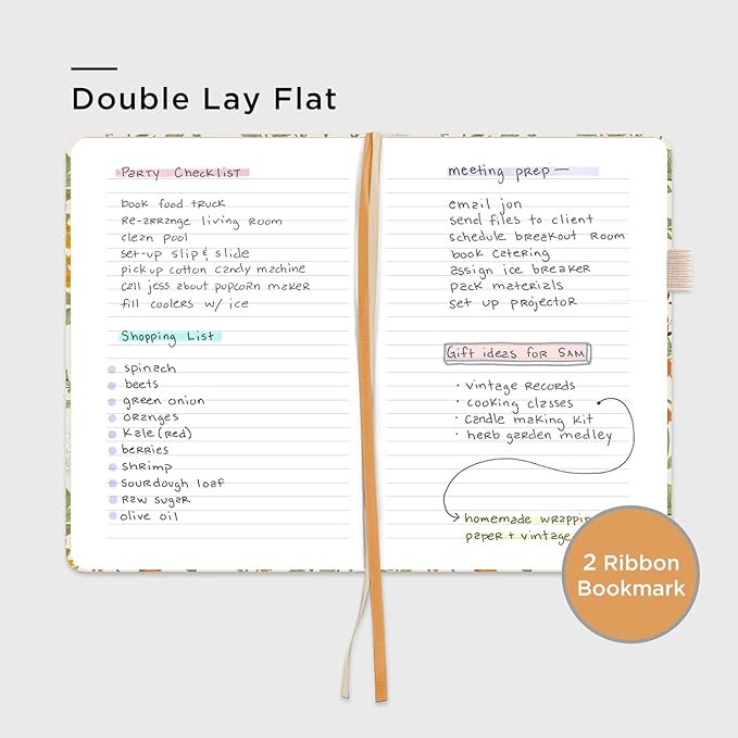&And Per Se Lined Hardcover Notebook – A5 5.7"x8" College Ruled, 160 Pages, 100gsm Thick Paper – Aesthetic Journal for Women, Gift-Ready Planner, Everyday Writing Notebook (Wild Flowers)