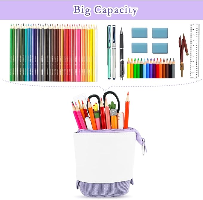Oyachic Stand up Pencil Case Standing Pencil Holder Transformer Pencil Pouch Telescopic Pen Bag Cute Makeup Bag Cosmetic Organizer Bag Box for Women