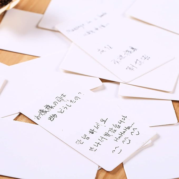 VANRA 300 Small Blank Cards 3.5x2 inches Color Cardstock Study Flash Cards Index Cards, Unruled with Rounded Corners (White, 300/Pack)