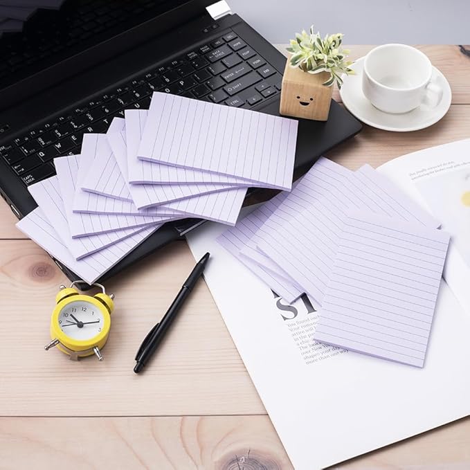 (12 Pack) Lined Sticky Notes 4x6 in,Light Purple Large Notepads with Lines,Ruled Stickies Super Sticking Power,Office School Memo Note Pads,Post on Windows Doors,Recyclable,Easy to Write on