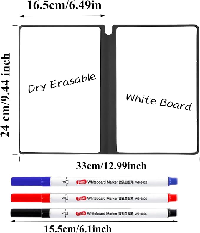Marte Vanci Whiteboard Notebook Reusable Dry Erase Whiteboard with Pen and Wiping Cloth A5 Portable Dry Erase Pad with PU Cover White Board for Notes Lists Memo Message Presentation(Dark Blue)