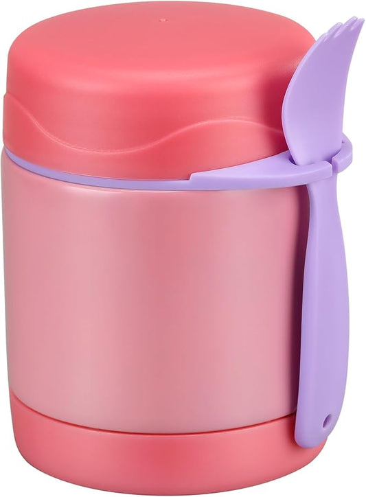 Pawtong 10oz Insulated Food Jar, Thermo for Hot Food Lunch Container, Stainless Steel Lunch Box for Kids with Spoon (Pink)