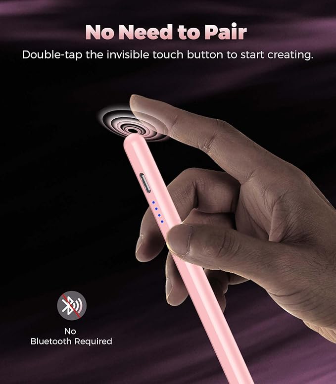 CMARS Active Stylus Pen for Touchscreen, Universal Tablet Pencil for Apple iPad/iPhone/Samsung/Huawei/Xiaomi/Android and More Devices, Rechargeable Digital Pens with Magnetic Function - Pink