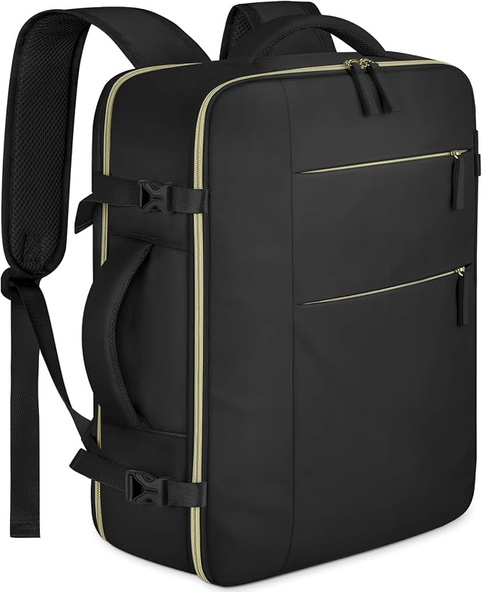 Capolo Travel Backpack for Women Men Waterproof Laptop Backpack Airlines Approved Carry On Backpack Bag Computer Bookbag for Business, Work, Traveling Fits 17 Inch Laptop(Black,XL)