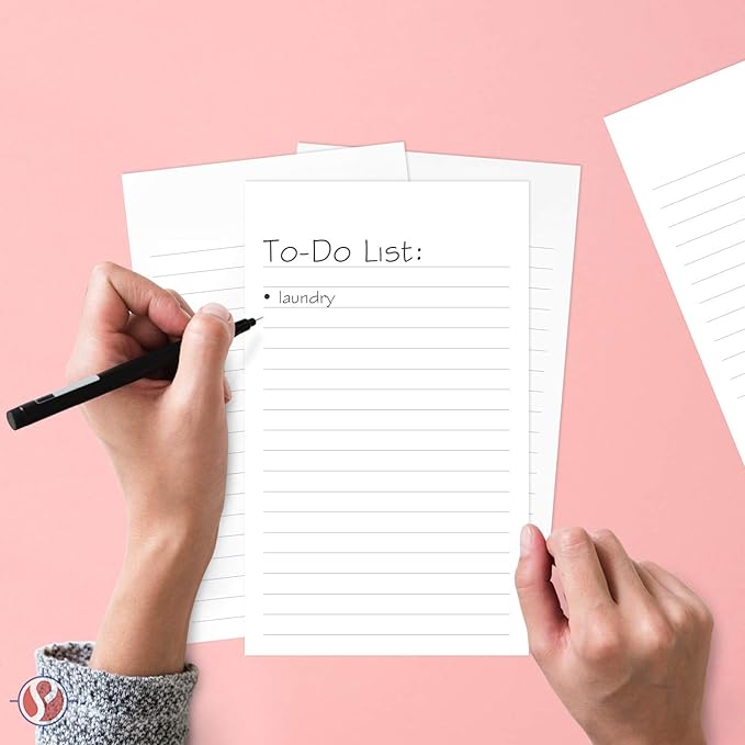 Thick White Note Cards for notes or thoughts, Printed black ruled lines Both sides - Vertical Ruled Cards "100 per pack" (4 x 6)