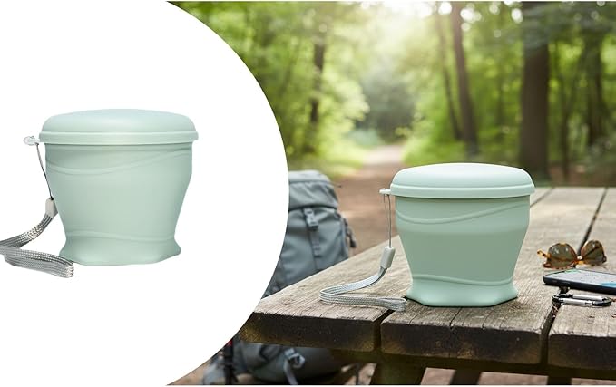 Foldable Silicone Cup for Travel Outdoor Camping Reusable foldable Mug with Lid and Lanyard