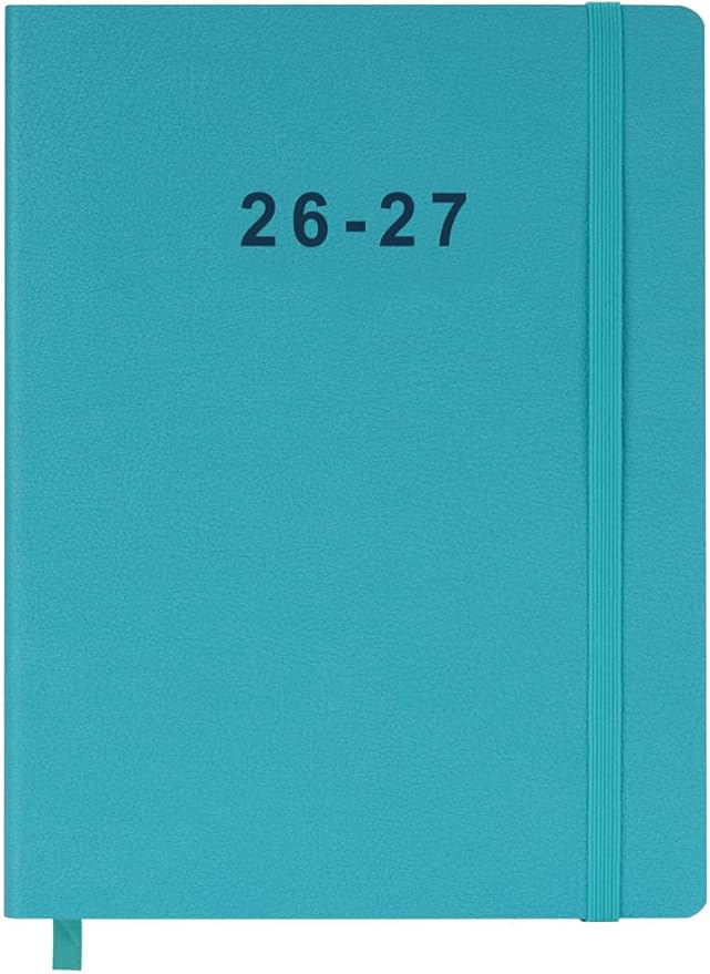 26-27 Academic Planner - Weekly and Monthly Planner, Jul 2026 - Jun 2027, Vegan Leather Cover, Elastic Closure, 8.5"x11", Teal