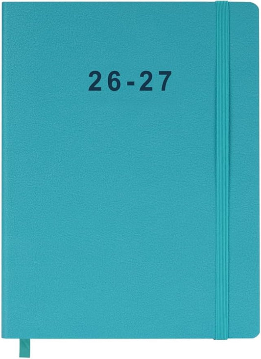 26-27 Academic Planner - Weekly and Monthly Planner, Jul 2026 - Jun 2027, Vegan Leather Cover, Elastic Closure, 8.5"x11", Teal