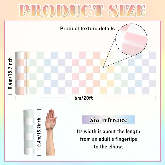 Colorful Checkered Bulletin Board Roll Non-Woven Fabric Poster 15.7" x20ft