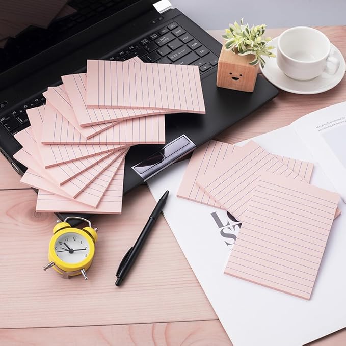 (12 Pack) Lined Sticky Notes 4x6 in,Light Pink Large Notepads with Lines,Ruled Stickies Super Sticking Power,Office School Memo Note Pads,Post on Windows Doors,Recyclable,Easy to Write on