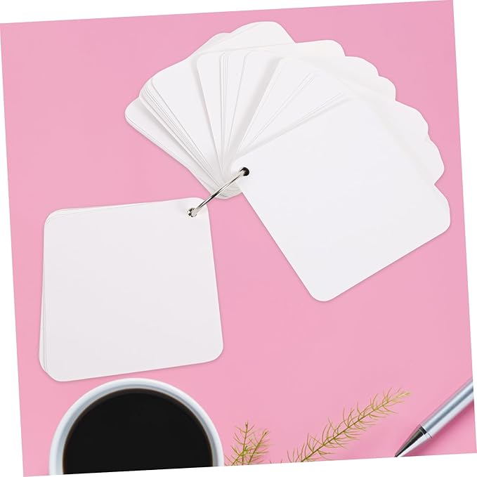 STOBOK Blank Flash Cards with Binder Rings Pre-hole Punched Notecards for Studying Note-taking and Daily Planning and Lightweight Multipurpose Notecards