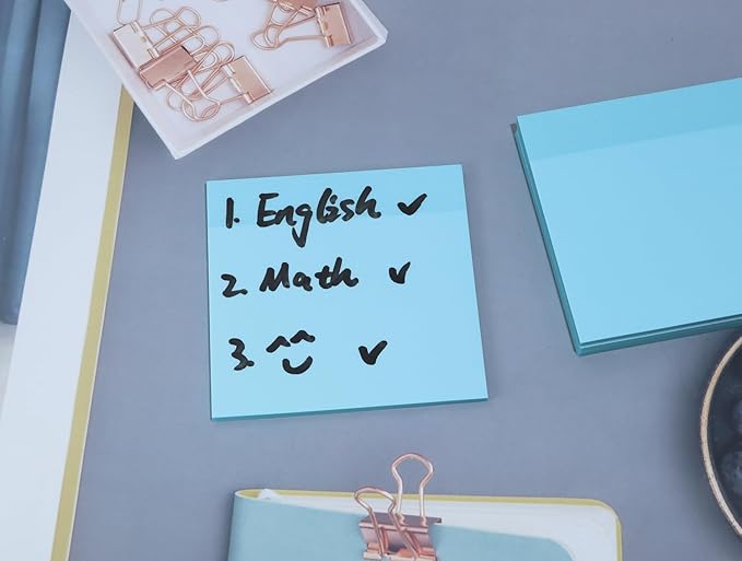 ONLYKXY 4 Pack Transparent Sticky Notes 3x3in Waterproof Self-Stick Book Tabs 200 Sheets PET Markers Sticky Notes Pad (Light Blue)