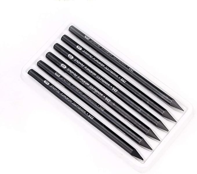 YYMIYU Full Graphite Pencils set 6 Piece.HB/2B/4B/6B/8B/EE (lead pencil)