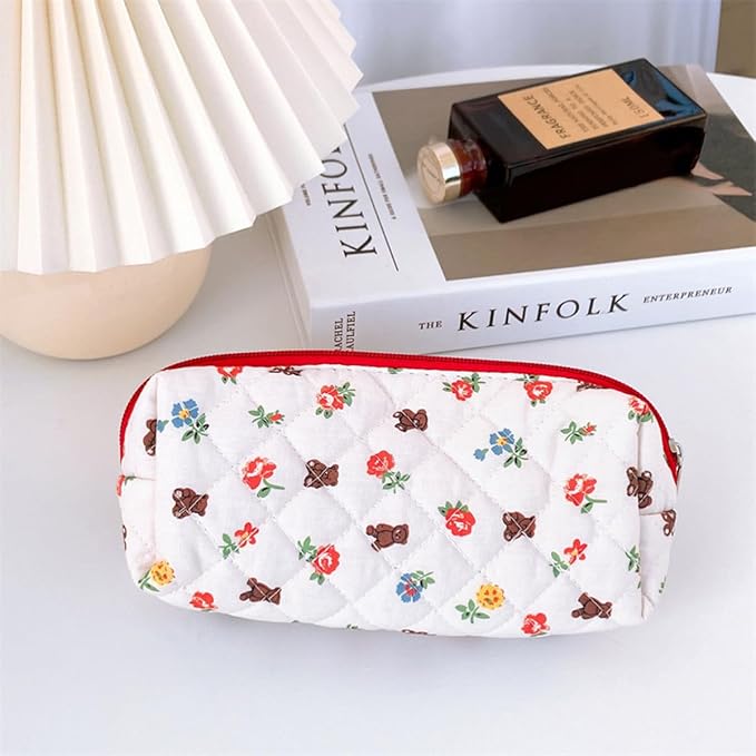 Pencil Case Office College School Storage Bag Pouch Holder Box Organizer Makeup Pouch Cosmetic Bag Aesthetic Cute Pen Case for Girls Boys Kids (Bunny bear)