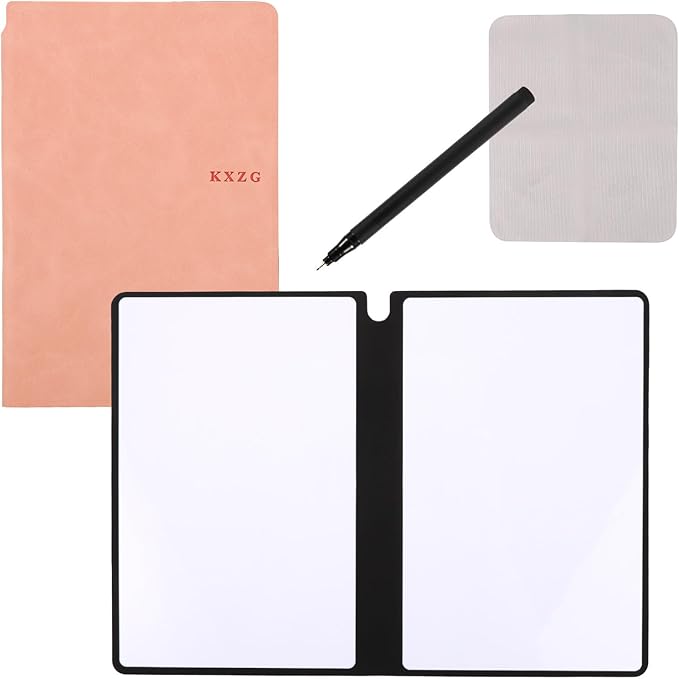 Portable A5 Dry Erase Notebook, 9.4x6.5 Inch Reusable Dry Erase Notebook Erasable Notebook Whiteboard Notebook for Business Home Office (Pink)