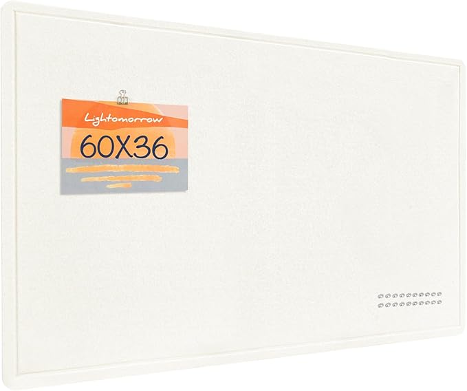 Lightomorrow Large Bulletin Board - 60 x 36 Inches, Decorative Felt Pin Board for Wall - 5' x 3' Foldable Photo Display Board with Self-Adhesive Tape, Includes 20 Push Pins - White