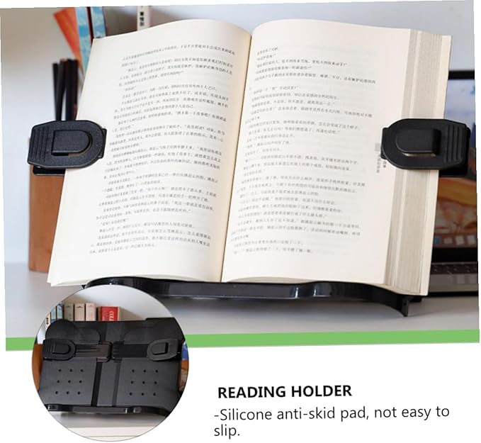 Ipetboom Student Book Holder Reading Rack with Silicone Anti-Skid Pads Compact Portable Bookstand for Textbooks Cookbooks Tablets and Documents Desktop Book Rack for School and Office Use