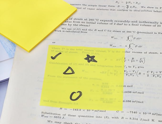 ONLYKXY 4 Pack Transparent Sticky Notes 7.6x7.6CM Self-Stick Book Tabs 200 Sheets Waterproof PET Markers Sticky Notes Pad (Yellow)