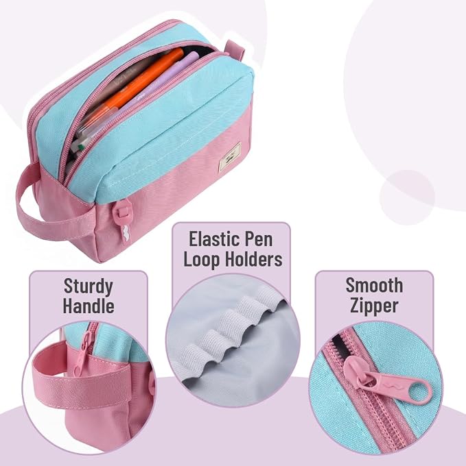 Mr. Pen- High Capacity Pencil Case, Large Pencil Pouch with 3 Compartments and 2 Pockets, Large Pencil Bag with Smooth Zipper, Cute Pencil Case Pouch Organizer, School Supplies for Teens