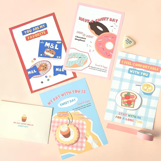 Monolike Fall In Newtro Dessert Letter Paper and Envelopes Set - 8Type, 32 Letter Paper + 16 Envelopes