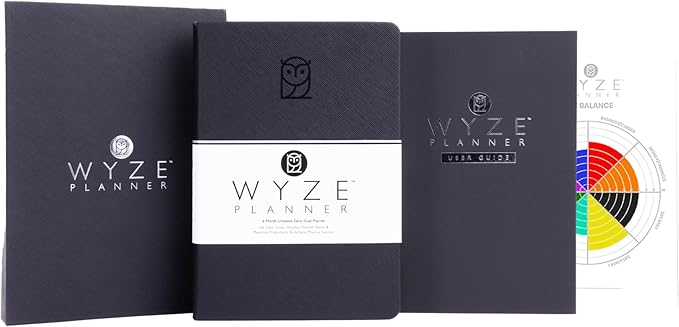 Wyze Planner Undated Daily Planner – 6-Month A5 Productivity Organizer with Full Page Per Day, ADHD Friendly, Hourly Schedule, Goal Setting, Habit Tracker, Weekly & Monthly Pages – Hardcover Time Management Notebook (Black)