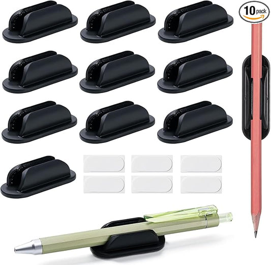 10 Pack Adhesive Pencil Holders for Desk,Silicone Flexible Pen Holder for Wall, Office, School,Home,Classroom Must Haves,Teacher Supplies Accessories,Desk Organizer,Small Gift Back to school