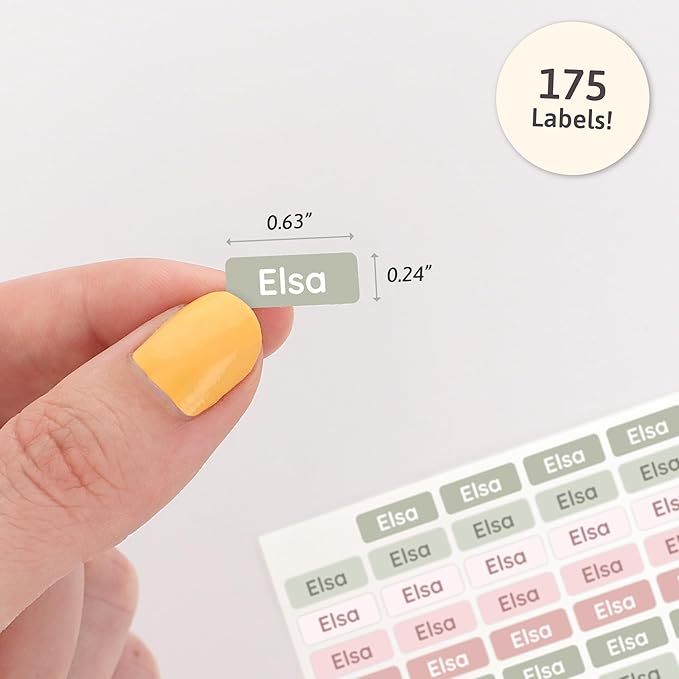 Mini Name Labels (175) - Custom Personalized Name Labels for Labeling Tiny Items, Washer and Dryer-Safe Waterproof Labels for Daycare, Preschool, and School - Ballerina