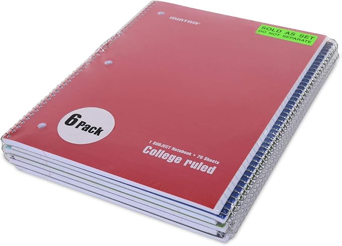 Mintra Office Spiral Notebooks, Wirebound, Journals for School, Work, Business, Aesthetic Stationery, Writing Pads, Teacher & Student Supplies (24, Solid Color-Poly Cover, College)