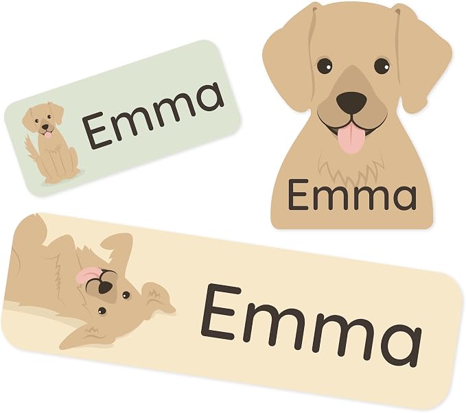 Personalized Daycare Name Labels (84) – Daycare Labels & Name Stickers for Kids – Labels for Kids Stuff Daycare – Waterproof for Baby Bottles, Clothing & Lunch Boxes - Dog