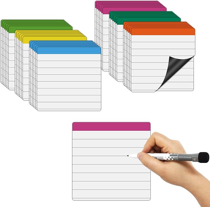 Dry Erase Magnetic Sheets 3x3 with Ruled Lined,Form Good Handwriting,Small Square Magnetic Stickers 36 Pieces