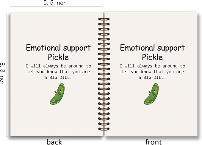 Emotional Support Pickle Spiral Notebook Journal,Therapist Mental Health Gifts College Ruled Spiral Notebook for Offices Schools Classrooms,Inspirational Gifts for Work School Student Teacher