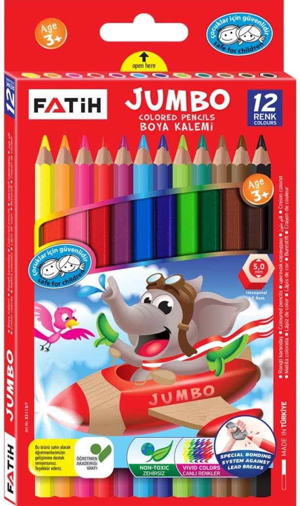 Jumbo Colored Pencils | Set of 12 | With X Big Pencil Sharpener | Pre School & Special Learners