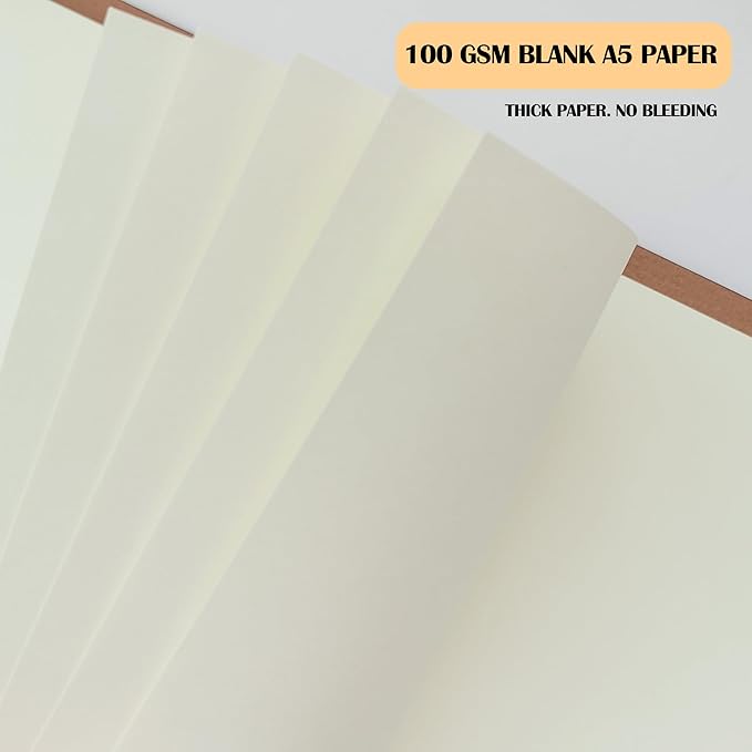 A5 Blank Notebook Refill, 6-Hole Punched, 100GSM Loose-Leaf Paper and Planner Inserts for Sketchbooks, Journals, and Personal Writing,80 Sheets/160 Pages