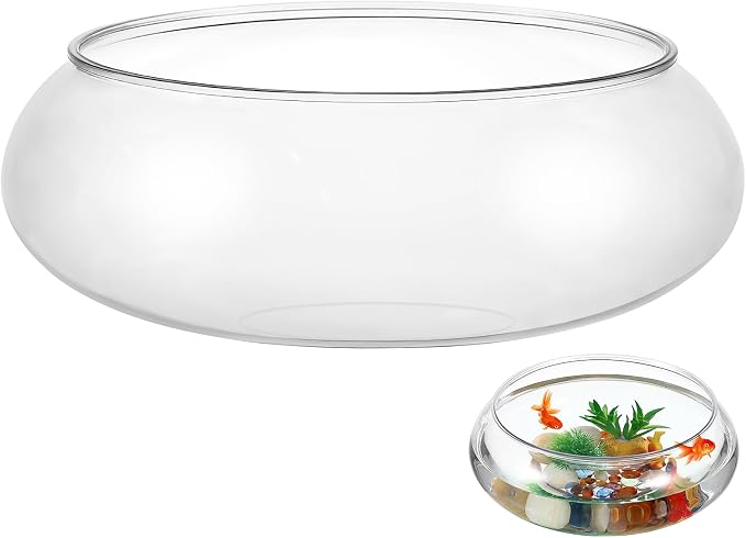 Kisangel Transparent Aquarium Tank 9.52 Inch Desktop Betta Fish Tank Small Fish Bowl for Plants and Aquatic Pets Home and Office Decor