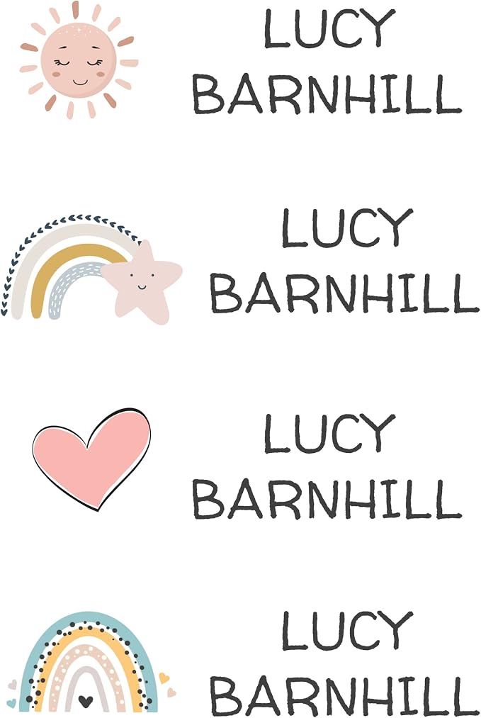 Custom Waterproof Dishwasher Safe Kid Name Labels for Daycare(128 Pack), Camp, School Supply, Baby Bottles, Lunch Boxes and Cups, Travel. Cute Personalized Design Name Stickers (Pattern 10)