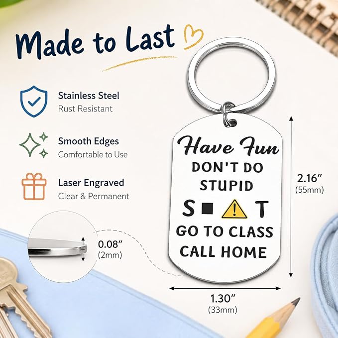 Back to School Supplies for Students, Dorm Room Essentials for Guys Boys, College Dorm Essentials for Girls Teens, First Day of Schools Aesthetic Keychain Going to Middle School Essential for Friend