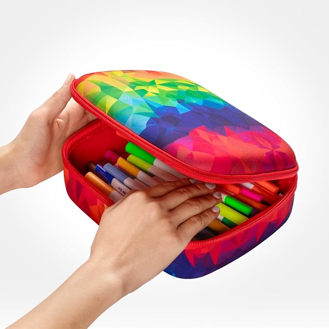 ZIPIT Jumbo Pencil Case for Girls, Cute Pencil Box for School, Large Capacity Stationery Organizer Box ,Kaleidoscope
