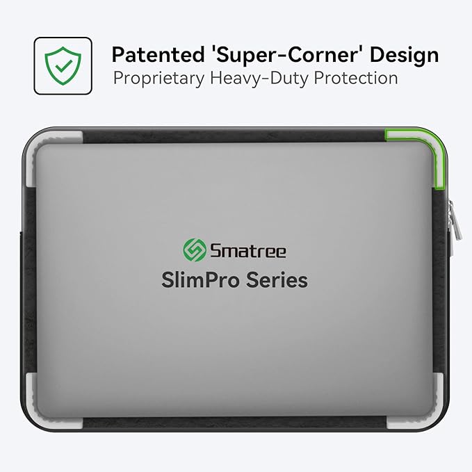 Smatree SlimPro Laptop Sleeve Case for 15.6 inch Lenovo 3i Chromebook, Lenovo Laptop Case with Swift-Access Accessory Pocket, Patented Super-Corner Design, Green (S619G)