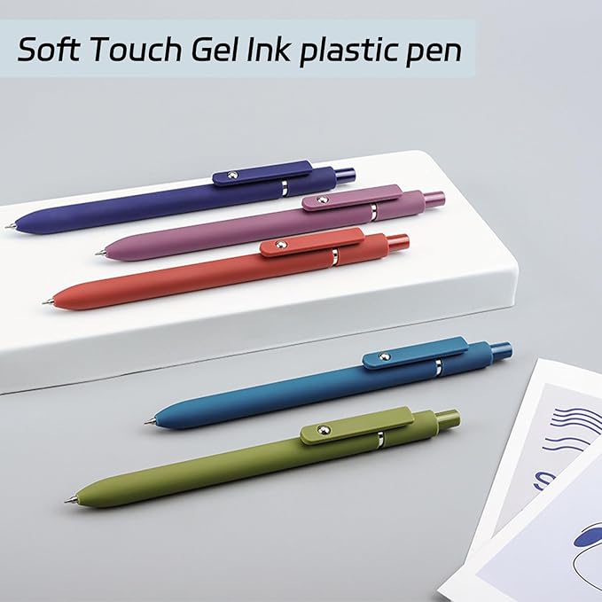 ACEES Gel Pens, 5Pcs 0.5mm Fine Point Black Ink Pens With Smooth Writing,Office Desk Accessories,Quick Dry Pens For Journaling,Ballpoint Writing Supplies, Gift for Women and Men (Retro)