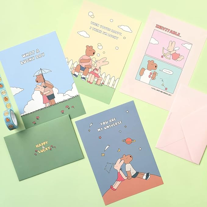 Monolike Happy and Lucky Memories Letter Paper and Envelopes Set - 8Type, 32 Letter Paper + 16 Envelopes