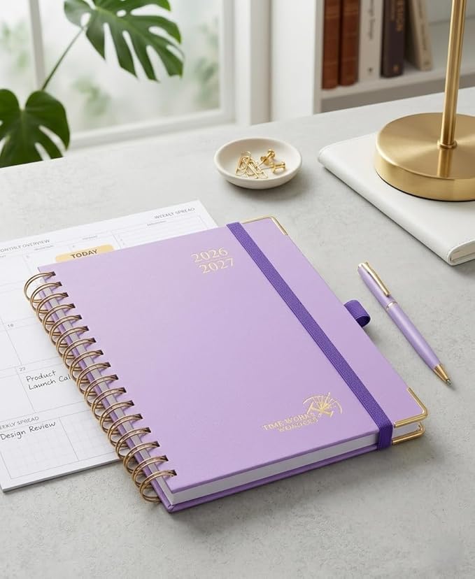POPRUN 2026-2027 Monthly Planner, 18 Month Calendar (July 2026-Dec 2027), 6.25" x 8.5" A5 Spiral Hardcover Organizer with Dotted Note Pages, Professional Appointment Book for Business Office, Students & Teachers - Violet